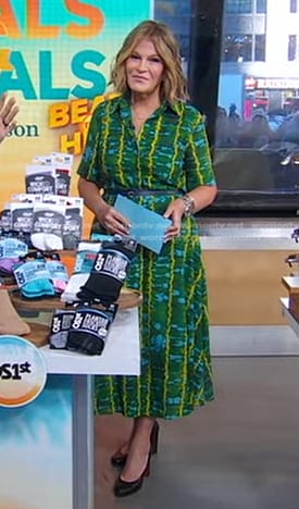 Tory Johnson’s green tie dye shirtdress on Good Morning America