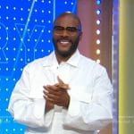 Tyler Perry’s white patch pocket shirt jacket on Good Morning America