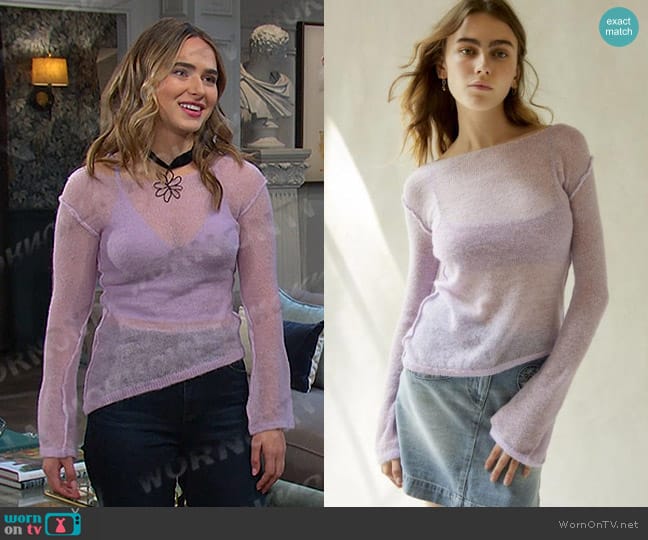  Santiago Semi-Sheer Asymmetrical Sweater worn by Holly Jonas (Ashley Puzemis) on Days of our Lives