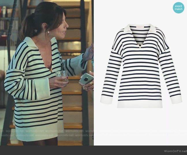 Valentino V-neck striped cotton-knit jumper worn by Carmen (Maribel Verdú) on Elite