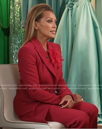 Vanessa Williams’s pink floral applique blazer and pants on Good Morning America