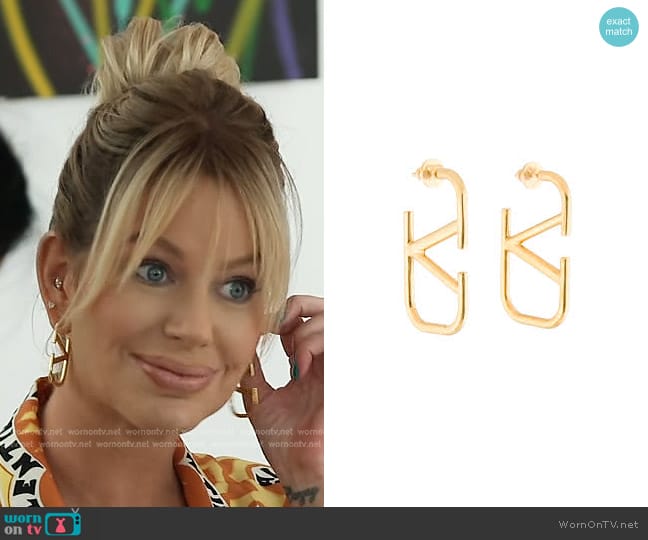 Valentino Garavani VLOGO Gold-tone Earrings worn by Caroline Stanbury (Caroline Stanbury) on The Real Housewives of Dubai