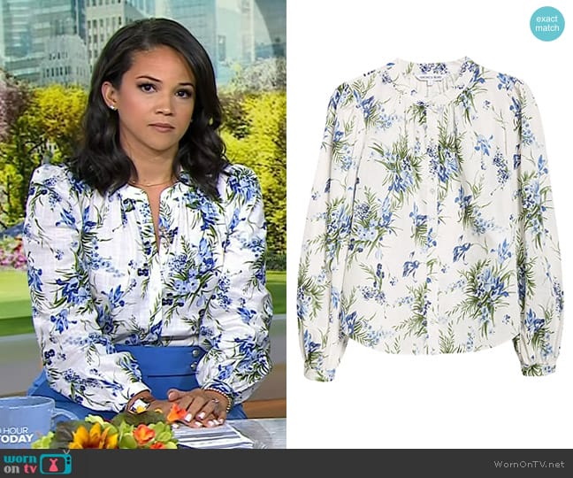 Veronica Beard Ashlynn Floral Cotton Button-Up Shirt worn by Laura Jarrett on Today