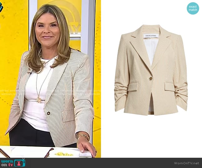 Veronica Beard Aaliyah Seersucker Dickey Jacket worn by Jenna Bush Hager on Today