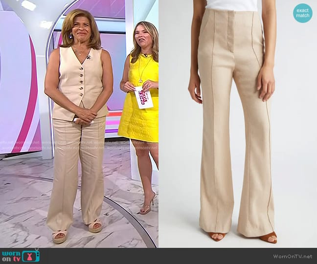 Veronica Beard Komi Linen Blend Pants in Sandalwood Melange worn by Hoda Kotb on Today