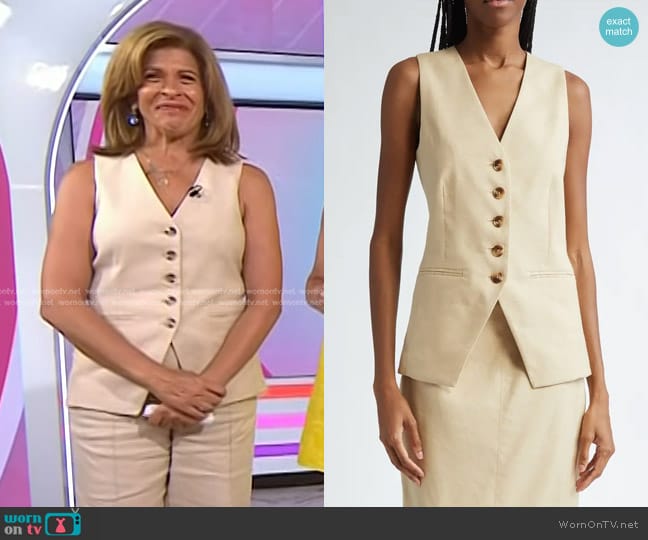 Veronica Beard Life Linen Blend Vest in Stone Khaki worn by Hoda Kotb on Today