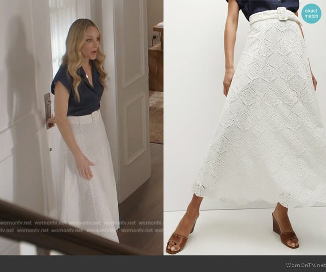 Veronica Beard Vintry Eyelet Skirt worn by Laura Baker (Monet Mazur) on All American