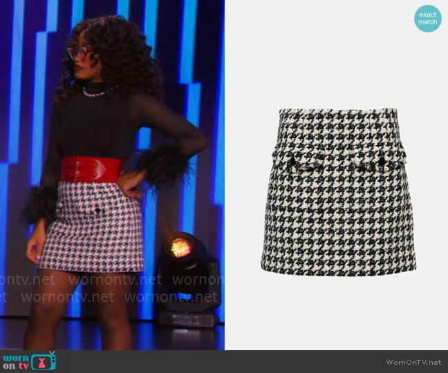 Veronica Beard Adriel Houndstooth Skirt worn by Keke Palmer on Password