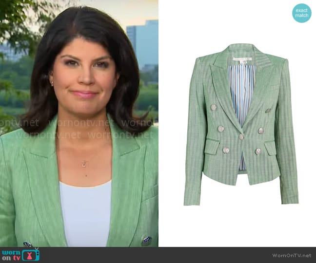 Veronica Beard Diego Linen Dickey Blazer worn by Natalie Brand on CBS Mornings