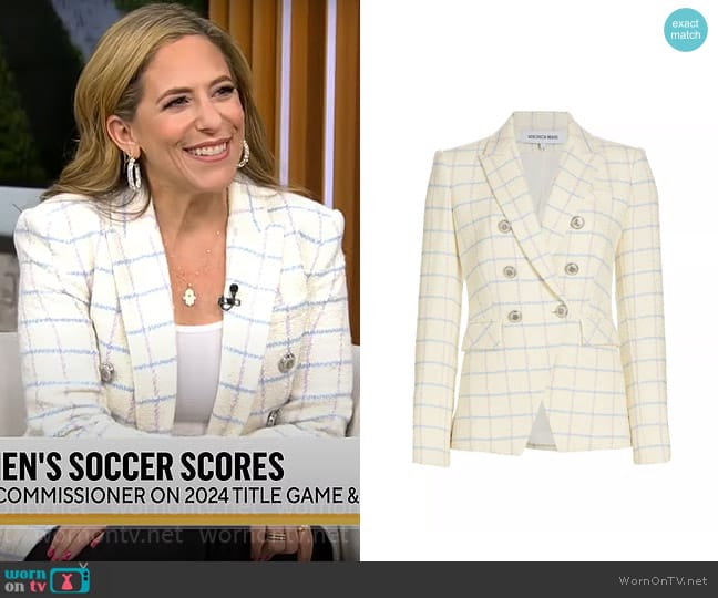 Veronica Beard Miller Dickey Plaid Tweed Jacket worn by  Jessica Berman on CBS Mornings