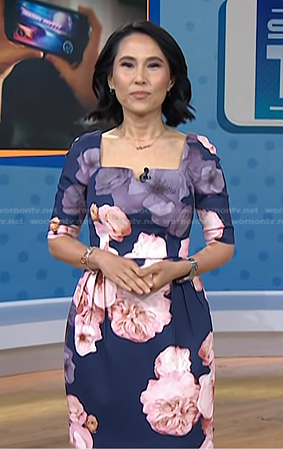 Vicky's blue floral elbow sleeve dress on Today