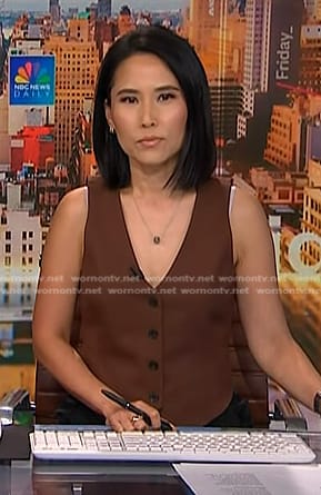 Vicky’s brown vest on NBC News Daily