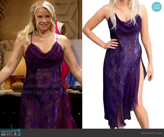 Victorias Secret Vintage Gold Label Cowl Neck Slip Dress worn by Brooke Logan (Katherine Kelly Lang) on The Bold and the Beautiful