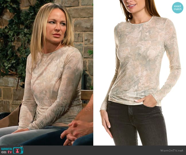 Vince Marble Crew Top worn by Sharon Newman (Sharon Case) on The Young and the Restless