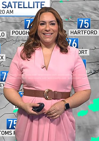 Violeta's pink belted pleated dress on Today