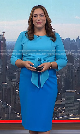 Violeta Yas's blue tie front dress on NBC News Daily