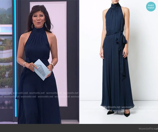 Voz Tie waist draped jumpsuit worn by Julie Chen on Big Brother