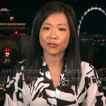 Weijia Jian’s black and white floral blouse on CBS Mornings