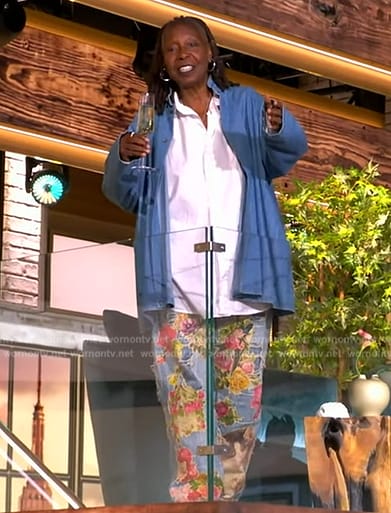 Whoopi’s blue floral print pants on The View