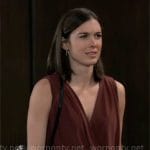 Willow’s brown drape front top and braid detail jeans on General Hospital