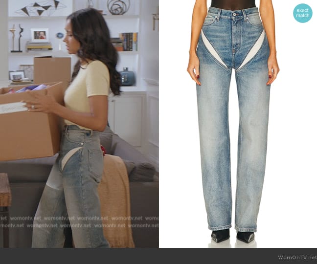 Layla’s denim jeans with slits on All American