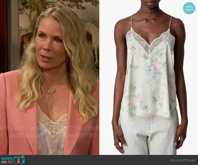 Zadig & Voltaire Christy Cami in Mastic worn by Brooke Logan (Katherine Kelly Lang) on The Bold and the Beautiful