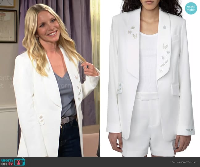 Zadig and Voltaire Date Diamanté Blazer worn by Christine Blair Williams (Lauralee Bell) on The Young and the Restless