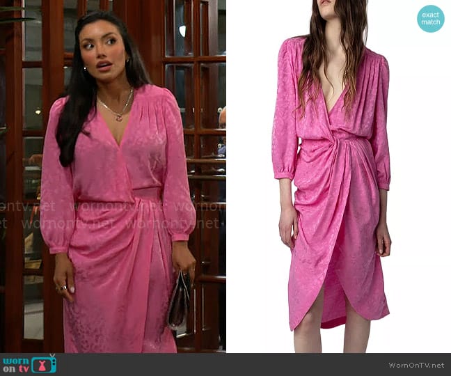 Zadig & Voltaire Renew Silk Jacquard Draped Dress worn by Audra Charles (Zuleyka Silver) on The Young and the Restless