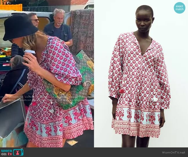 Zara Printed Oversized Dress worn by Lara Spencer on Good Morning America