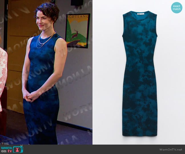 Zara Tie-Dye Print Knit Dress worn by Sarah Horton (Linsey Godfrey) on Days of our Lives