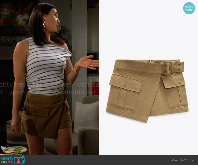 Zara Belted Cargo Bermudas worn by Steffy Forrester (Jacqueline MacInnes Wood) on The Bold and the Beautiful