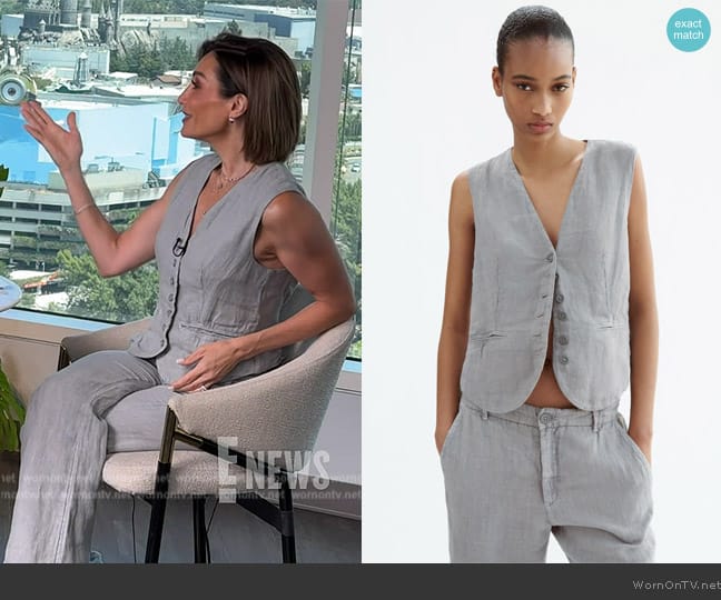 Zara Belted Linen Vest worn by Courtney Lopez on E! News