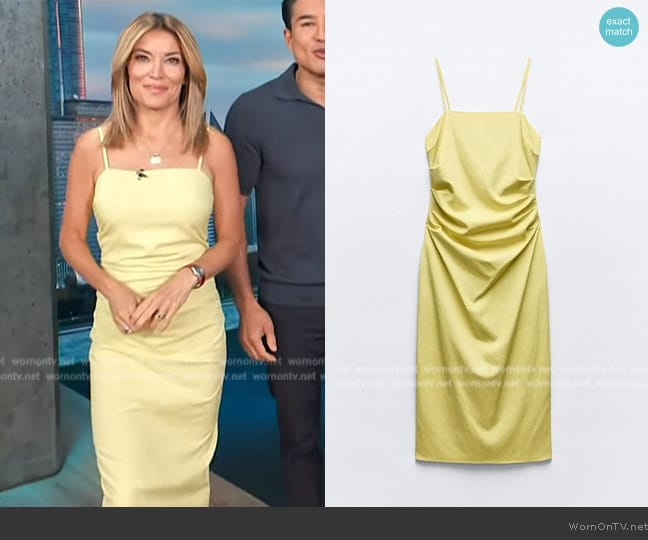 Zara Draped Midi Dress worn by Kit Hoover on Access Hollywood