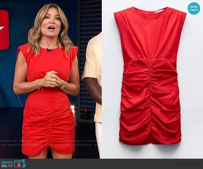 Zara Fitted Draped Mini Dress worn by Kit Hoover on Access Hollywood