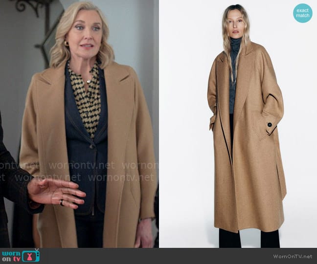 Zara Long Belted Wool Blend Coat worn by Nadine Gregory (Brenda Strong) on UnPrisoned