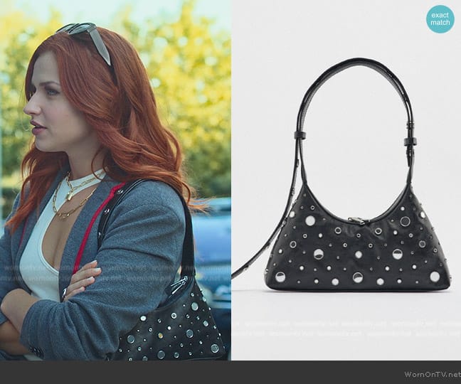 Zara Mirrored Rocker Shoulder Bag worn by Chloe (Mirela Balic) on Elite