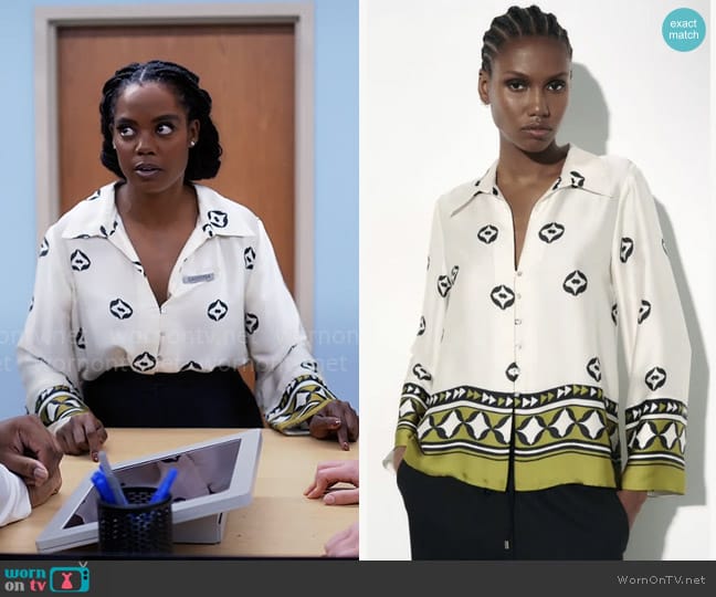 Zara Printed Shirt worn by Sabrina Hollins (Novi Brown) on Tyler Perrys Sistas