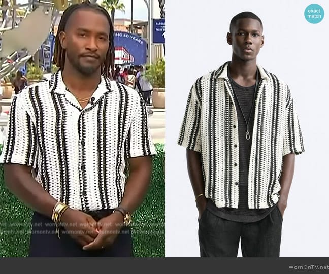 Zara Textured Striped Shirt worn by Scott Evans on Access Hollywood