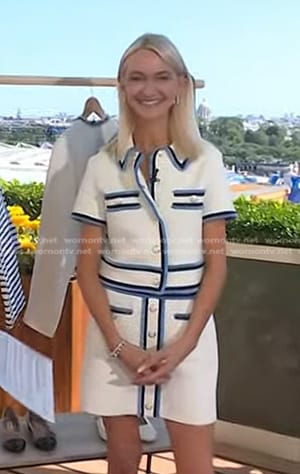 Zanna Roberts Rassi's White contrast trim tweed jacket and skirt on Today