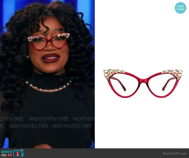 Zenni Tinseltown Pussycat Glasses in Garnet worn by Keke Palmer on Password