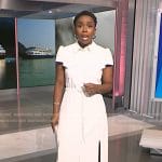 Zinhle’s white leather shirtdress on NBC News Daily