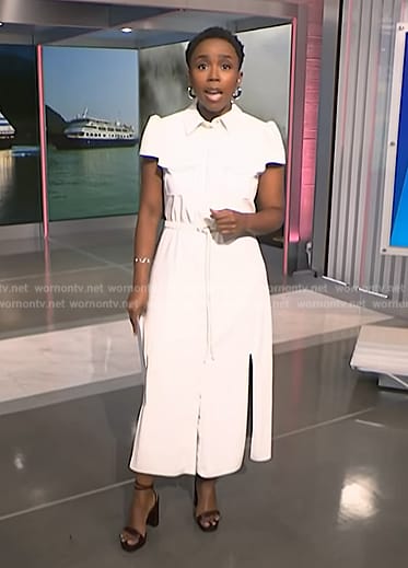 Zinhle's white leather shirtdress on NBC News Daily