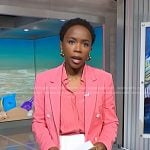 Zinhle's pink double breasted blazer on NBC News Daily