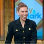 Zosia Mamet’s black jacket and mini skirt on Live with Kelly and Mark