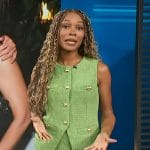 Zuri’s green tweed top and shorts on Access Hollywood