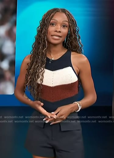 Zuri’s chevron knit tank and shorts on Access Hollywood