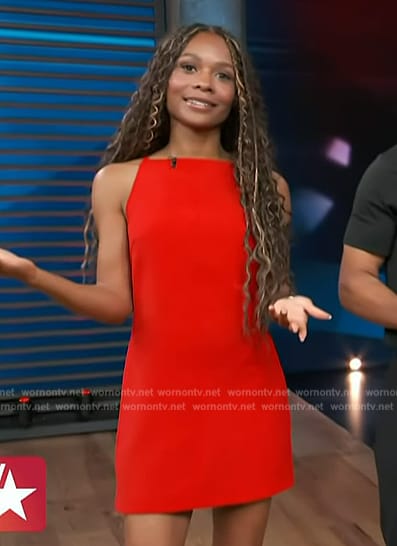 Zuri’s red mini dress on Access Hollywood