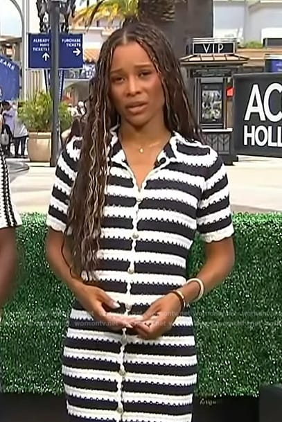 Zuri's stripe knit mini dress on Access Hollywood