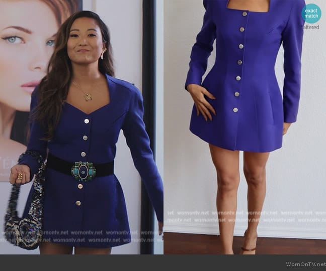 Thierry Mugler Vintage Suit worn by Mindy Chen (Ashley Park) on Emily in Paris