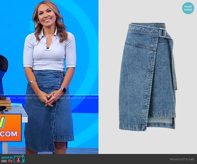 3.1 Phillip Lim Denim Wrap Skirt worn by Lori Bergamotto on Good Morning America